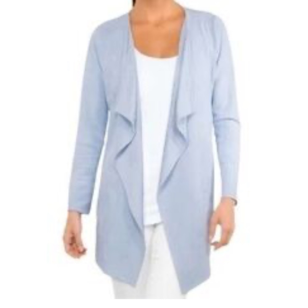 Gretchen Scott soft Blue faux Suede Waterfall Open Cardigan Size large